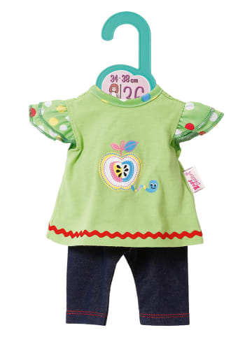 Ubranko "Dolly Moda Dress + Leggings" w kolorze zielonym dla lalek - 12 m+