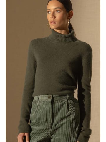 Kaschmir-Rollkragenpullover in Khaki