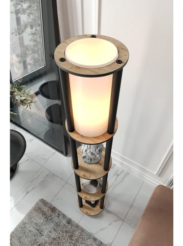 Lampa stojąca w kolorze jasnobrązowo-czarnym - 24 x 150 x 25 cm