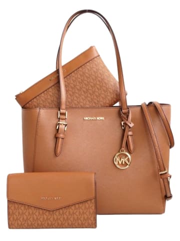 Leren schoudertas camel - (B)39 x (H)27 x (D)13 cm