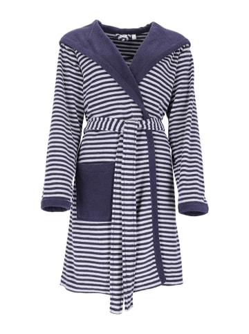 Bademantel ''Striped Hoody'' in Dunkelblau/ Weiß