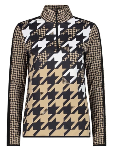 Fleecepullover in Beige/ Weiß/ Schwarz