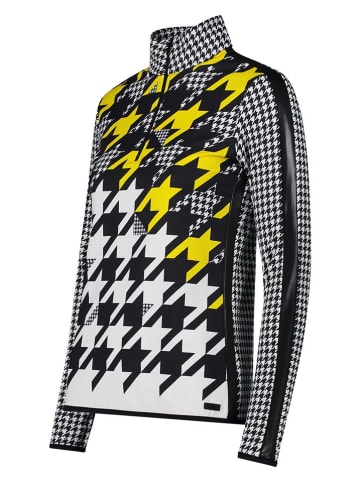 Fleecepullover in Schwarz/ Weiß/ Gelb