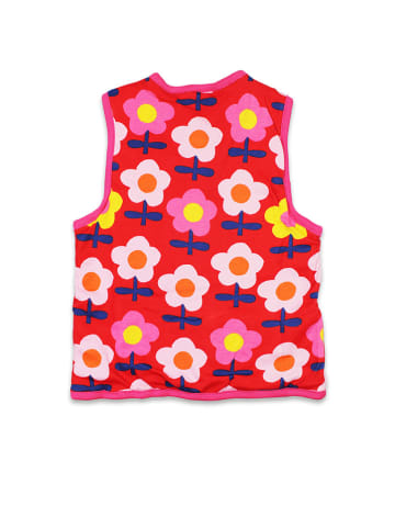 Omkeerbare bodywarmer crème/rood/meerkleurig