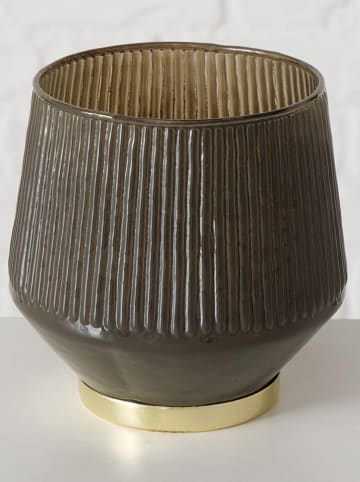 Windlicht ''Wrann'' in Taupe - (H)12 x Ø 12 cm