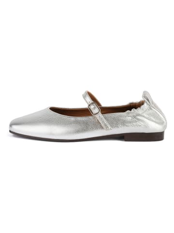 Leren slingballerina's "Luxe Strides" zilverkleurig