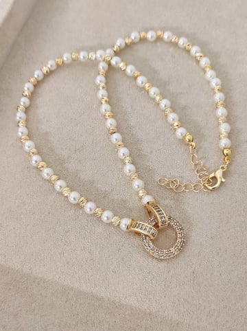 Parelketting met edelstenen - (L)42 cm