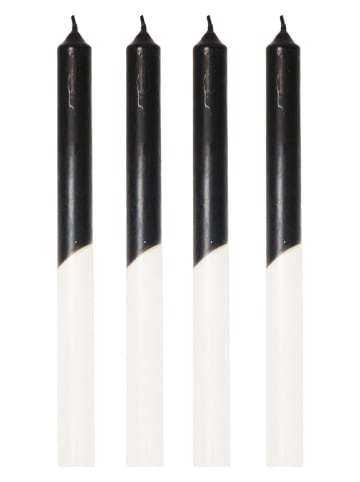 4er-Set: Stabkerzen ''Dipdye'' in Schwarz/ Weiß - (H)25,8 x Ø 2,5 cm