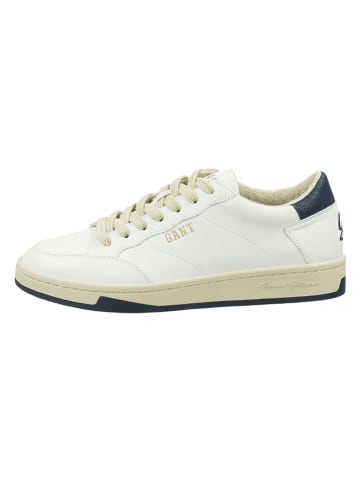 Leder-Sneakers "Prepus" in Weiß/ Dunkelblau/ Beige