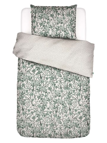 Bettwäsche-Set "Floral fiesta" in Grün/ Creme