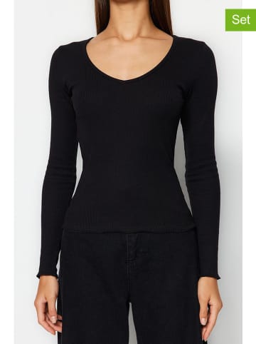 2-delige set: longsleeves zwart/rood