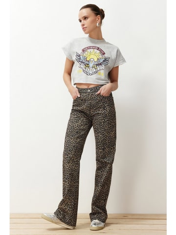 Jeans in Beige/ Schwarz