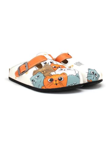 Clogs in Weiß/ Orange/ Hellblau