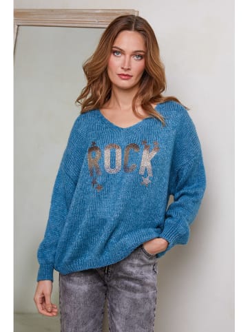 Sweter w kolorze niebiesko-biało-czarnym