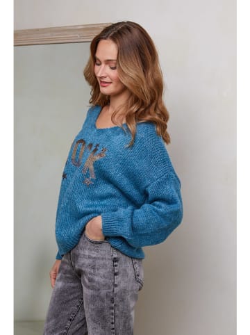 Pullover in Blau/ Weiß/ schwarz