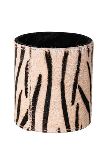 Stifteköcher in Beige/ Schwarz - (H)10 cm