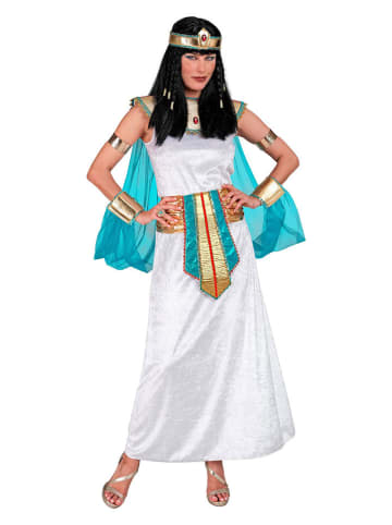 6-delig kostuum "Egyptische Koningin" wit/turquoise/goudkleurig