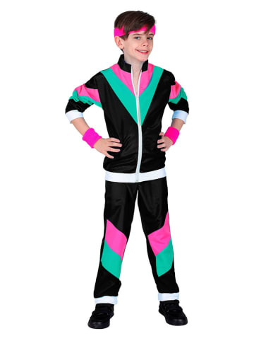 2-delig kostuum "80's" zwart/groen/roze