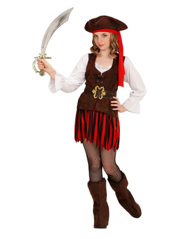 4-częściowy kostium "Pirate girl of the Caribbean" w kolorze biało-czarno-czerwonym