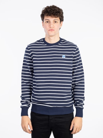 Sweatshirt in Dunkelblau/ Weiß