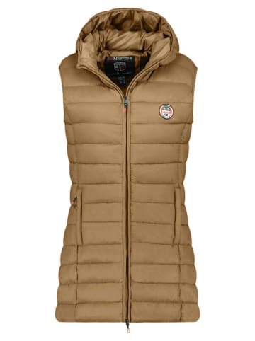 Doorgestikte bodywarmer "Vatikabadge" lichtbruin