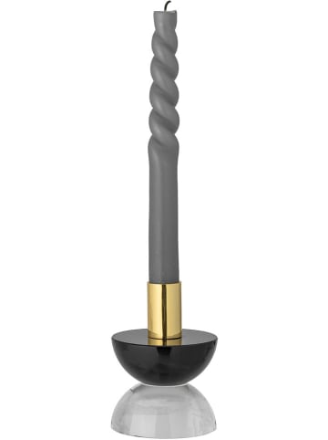 Kaarshouders "Etel" zwart/goudkleurig - (H)10,5 x Ø 8 cm