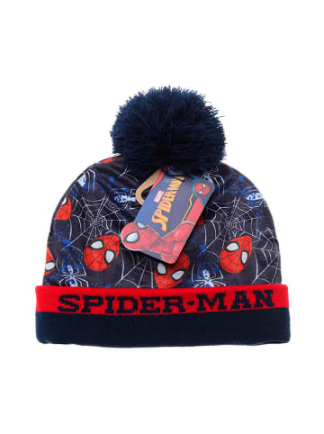 2tlg. Winteraccessoires-Set: "Spiderman" in Dunkelblau/ Rot