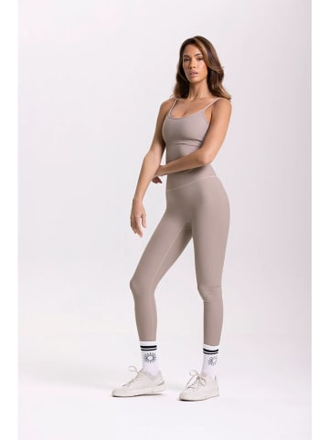 Legginsy sportowe "Lotus" w kolorze szarobrązowym