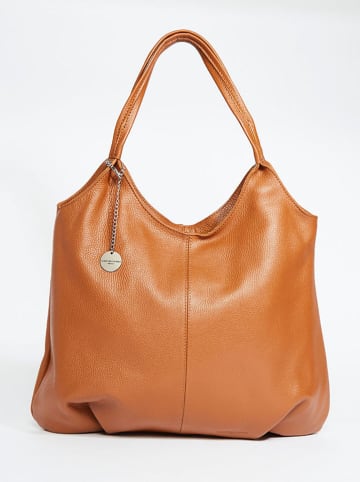 Leren handtas "Bagi" camel - (L)38 x (B)37 cm
