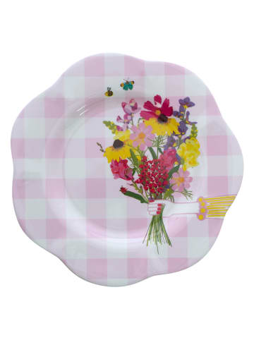Talerz deserowy "Viola" w kolorze biało-jasnoróżowym - Ø 22 cm