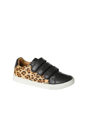 Leder-Sneakers in Schwarz/ Hellbraun