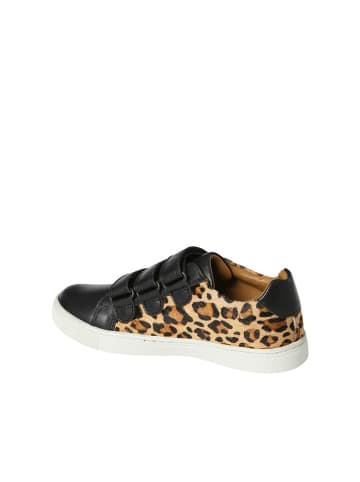 Leder-Sneakers in Schwarz/ Hellbraun