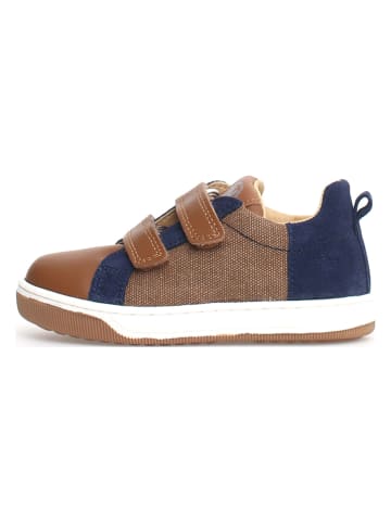Skórzane sneakersy "Caleb" w kolorze granatowo-jasnobrązowym