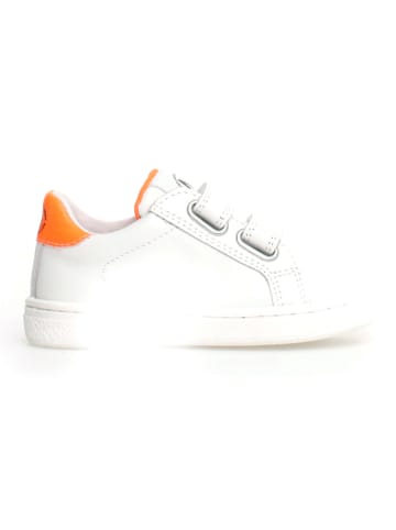 Leren sneakers "Pinn" wit/oranje