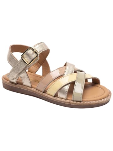 Leder-Sandalen in Gold