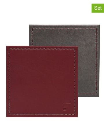 4er-Set: Untersetzer in Bordeaux/ Anthrazit - (L)10 x (B)10 cm