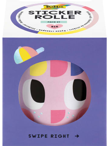 Stickerrol "Face it" lichtroze/meerkleurig