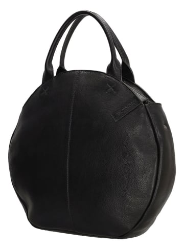 Leder-Henkeltasche "Cote d Azur" in Schwarz - (B)36 x (H)32 x (T)8 cm