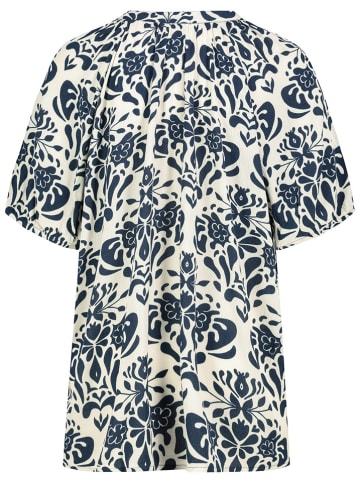 Blouse wit/donkerblauw