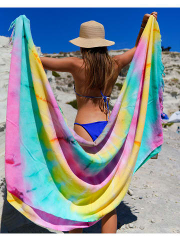 Strandtuch "Towel To Go - Tie Dye" in Rosa/ Türkis - (L)200 x (B)200 cm