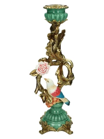 Kerzenständer in Gold/ Grün - (B)11 x (H)35 x (T)10 cm