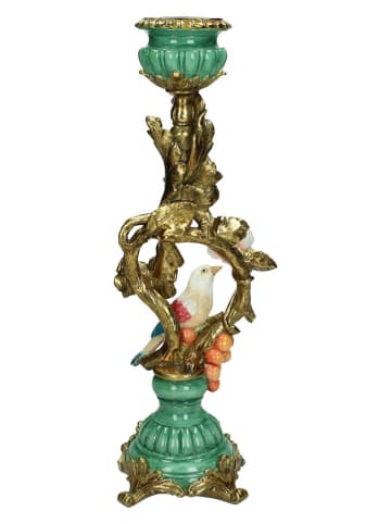 Kerzenständer in Gold/ Grün - (B)11 x (H)35 x (T)10 cm