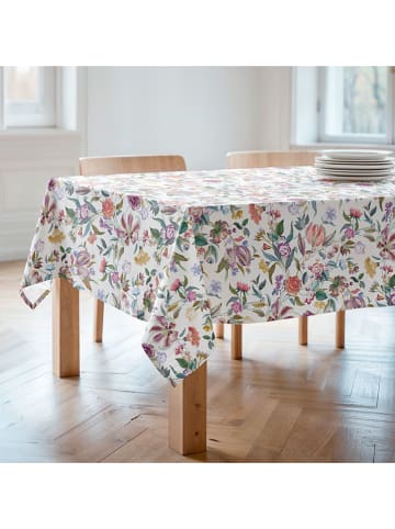 Tischdecke "Floral And Tropical Lissi" in Weiß/ Lila/ Grün