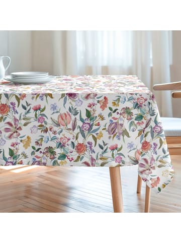 Tischdecke "Floral And Tropical Lissi" in Weiß/ Lila/ Grün