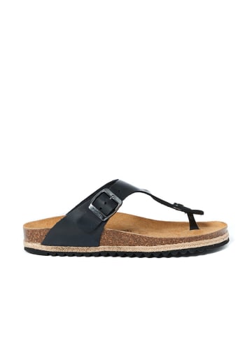 Leren teenslippers "Blanca" zwart