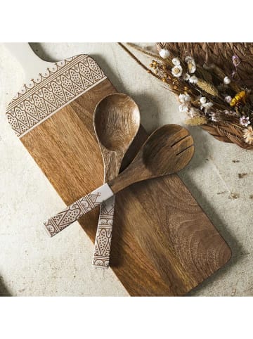 2tlg. Set: Salatbesteck in Braun/ Beige - (L)30 cm