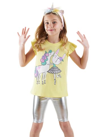 2-delige outfit geel/zilverkleurig