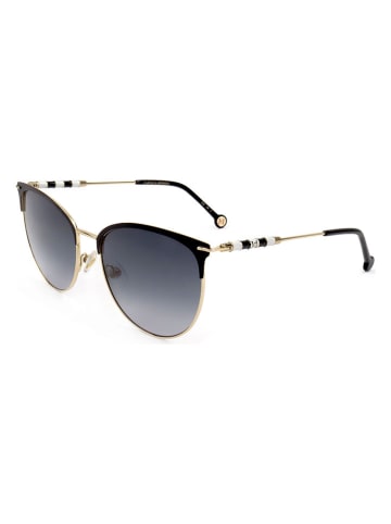 Damen-Sonnenbrille in Schwarz-Gold/ Dunkelblau