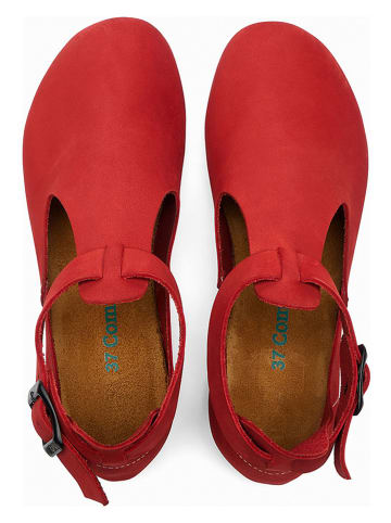 Leren ballerina's met bandje rood