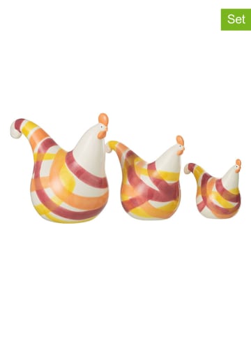 3er-Set: Dekofiguren "Hennen" in Gelb/ Orange/ Pink
